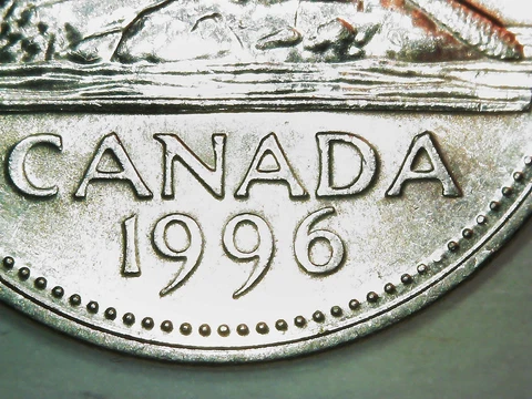 1996 Canadian Nickel 5 cents Far 6 Variety-Very Nice Circulated Coin Cover