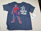 Spiderman Toddler Boys T-shirt My Daddy is a Super Hero 2T 3T 5T Blue Marvel NEW