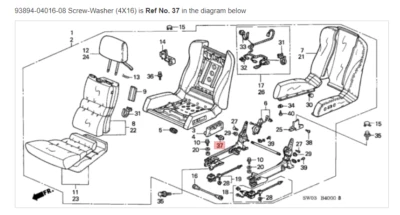 HONDA ACURA GENUINE OEM NSX Screw-Washer (4X16) Seat ☆ 93894-04016-08 ☆ - Image 1 of 2