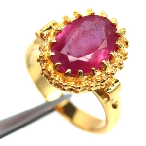 Gemstone Heated 9 x 12 MM. Red Ruby Jewelry Ring 925 Sterling Silver Size 7.5 - Picture 1 of 4