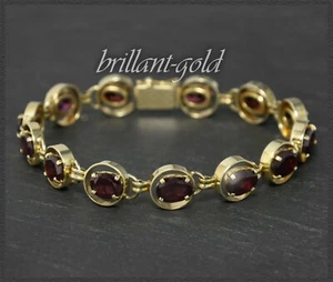 Granat & Gold Damen Tennis Armband, 25ct rote, ovale Granate, aus 333 Gelbgold - Bild 1 von 5