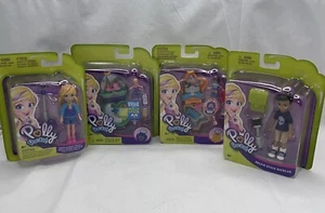 POLLY POCKET 2018 Lot of 4 Boy/Girl 3.75" Dolls and 2 Compact Sets w/Accessories - Picture 1 of 13