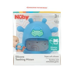 Nuby Wrist Grip Teething Mitten - Soft Silicone - Easy-to-Clean - Fun & Playful - Picture 1 of 16