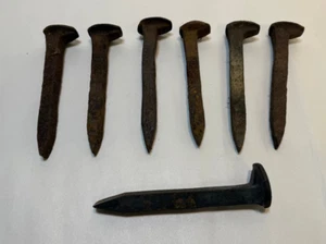 Lot of 7 Railroad Spikes Train Nails Blacksmith Steel Iron Carbon Knife Making - Picture 1 of 6