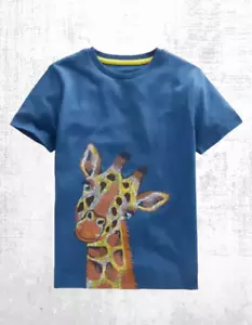 Ex Mini Boden Kids Superstitch Giraffe T-shirt in Sapphire Blue (A Bit Defect) - Picture 1 of 3