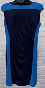 Vestido Ralph Lauren LRL Talla PLUS 16W Dos Tonos Mate Jersey Azul Tejido Funda Usado en Excelente Condición - Imagen 1 de 9