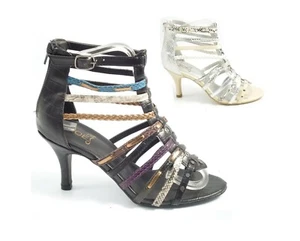 SANDALIAS DE VERANO DE MUJER DE TACÓN MEDIO GLADIADOR CON CREMALLERA EN LA PUNTA PEEP TALLA ZAPATOS - Imagen 1 de 9