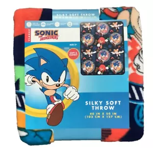 Sonic The Hedgehog Throw Sz 3 & Up Silky Soft Blanket 40x50 NWT - Picture 1 of 2