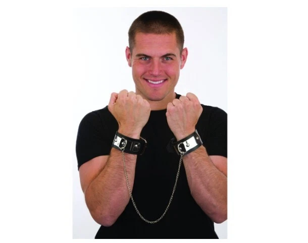 Esposas con cadena - Prisionero convicto - Accesorio de disfraz - utilería Foto 1 de 1