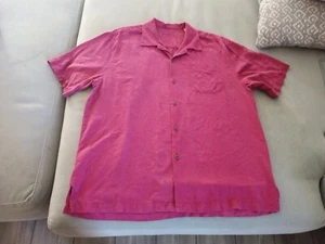 Tommy Bahama Herren Hawaiihemd Blumen Kurzarm weinrot Seide Large - Bild 1 von 13