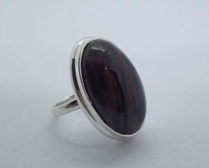 Silver ring vintage Obsidian stone Vintage silver ring handmade jewellery - Picture 1 of 9