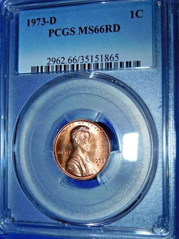 1973-D 1C RD Lincoln Memorial Cent-PCGS #2962 Grade MS66RD--376-1 Cover
