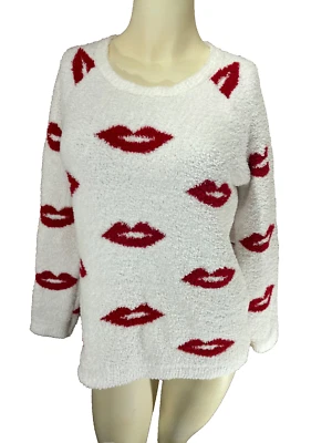 👚 Top Suéter J.P. Salvage Mujer Pequeño, Blanco y Rojo Súper Suave, Manga Larga Foto 1 de 4