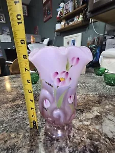 FENTON ❤️TULIP DELIGHT❤️ ROSEMILK OPALESCENT FLUTED HANKERCHEIF VASE 05' #2 - Picture 1 of 13