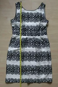 Kate Spade Women Silk Cotton Cream Black Lace Print Dress Size 8 - Picture 1 of 3