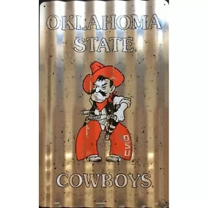 18" oklahoma state cowboys osu ncaa logo corrugated metal street parking sign - Picture 1 of 1