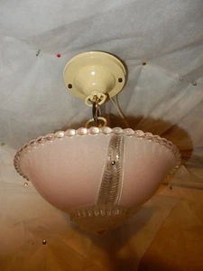 Rosa Art Glas Art Deco Schirm mit Original Navajp weiß Pendelleuchte - Bild 1 von 7