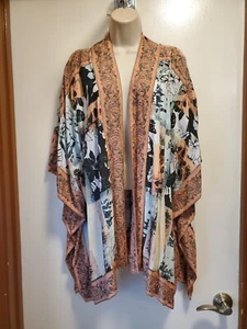 Tolani Collection Size XL Open Front Black Floral Kimono Style Cover Up NEW - Picture 1 of 13