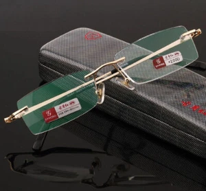Quality Reading Glasses Gold Rimless Diamond Cutting Coating HD Lens +1.00~+4.00 - Picture 1 of 4