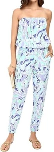 Lilly Pulitzer Womens Emiko Strapless Jumpsuit in Lillys Lilac Nice Ink Size XS - Picture 1 of 11