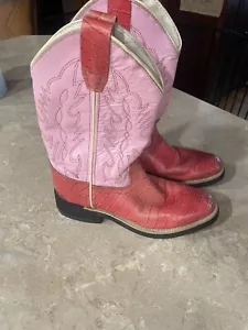 Stivali cowgirl cowboy rosa bicolore pelle vecchio West super carini ragazze 7 giovani - Foto 1 di 9