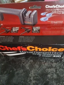 NEW IN BOX Chefs Choice Manual Diamond Hone Knife Sharpener 2 Stage 450 Cutlery - Picture 1 of 1