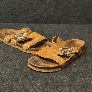 Women’s Leather Birkenstock Sandals betula Tan Suede Size 39 western Jeweled