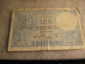 Billete de 10 francos de Francia 1941 combinamos en envío Dix Francos - Imagen 1 de 6