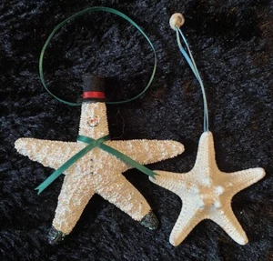 2 Starfish Christmas Hanging Ornaments Decorations Snowman  - Picture 1 of 5
