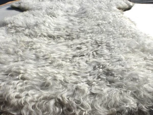 sheepskin leather hide Toscana Light Grey Long Curly Ringlet hair w/Smooth back - Picture 1 of 6