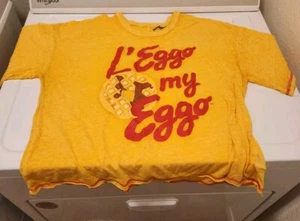 Kelloggs Crop Burnout T Shirt L'Eggo My Eggo Waffle Womens 90s Y2K SZ XL - Picture 1 of 2