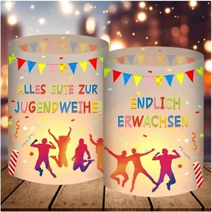 12 Windlicht Tischdeko Jugendweihe Party Dekoration - Bild 1 von 2