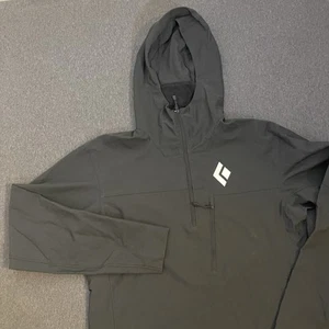 Black Diamond Hooded Jacket Men Medium Black BDV Soft Shell Pullover 1/4 Zip - Picture 1 of 10