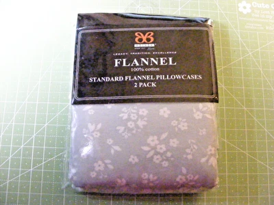 Paquete de 2 fundas de almohada BIBB verde claro blanco floral franela algodón 20"x30" nuevas Foto 1 de 3