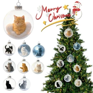 Lindo Gato Navidad Vidrio Adornos Colección, Vivo 3D Gato Cristal Bola E5 A1C4 - Imagen 1 de 33
