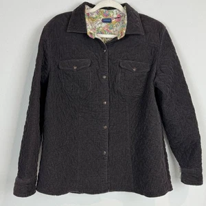 Vintage Westbound braun gesteppt Cord Druckknopf gefüttert Hemd Jacke Shacket L - Bild 1 von 9