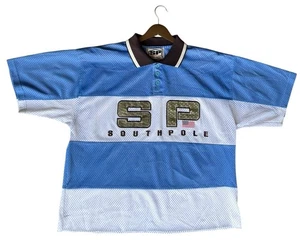 Vintage Y2K SouthPole 3D Holographic Polo Jersey L 2000s HIP HOP STREETWEAR - Picture 1 of 7