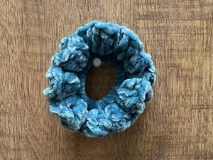 Handmade Juicy Couture crochet soft velvet teal hair scrunchie - Picture 1 of 1