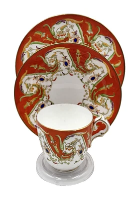 Antique Spode Hand-Painted Tea Trio 7534– Ornate Rococo Revival. - Image 1 of 4