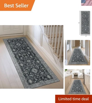 Alfombra Corredor para Pasillos Interior Antideslizante Lavable De Colección Boho Carbón 2x5 Foto 1 de 4