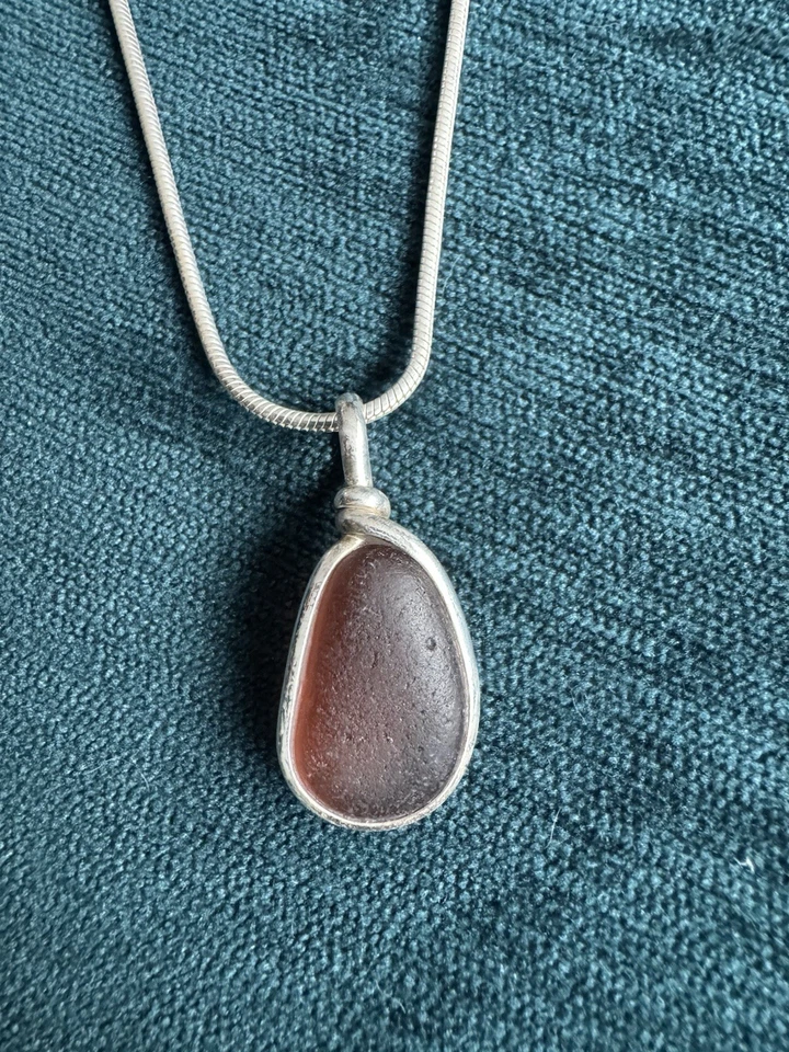 纯银海玻璃项链带真品证书 — 第 1/4 张图片