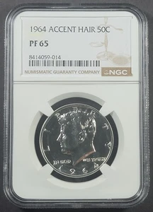 1964 Accent Hair Proof Kennedy Half Dollar Gradrd NGC PR65 Accented Hair- Clean - Bild 1 von 5