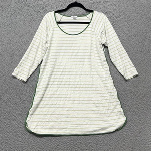 Lake Pyjama Schlafkleid Damen M grün gestreift 3/4 Arm bequem U-Ausschnitt - Bild 1 von 9