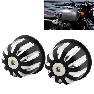 Handlebar End Plug Cap Hand Grip For Triumph Street Twin 2016-2022 Black+White - Image 1 of 4
