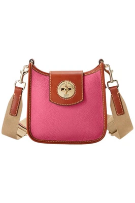 Mensajero de cuero Dooney & Bourke Turnlock rosa intenso Foto 1 de 2