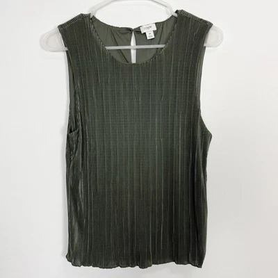 Blusa Camisa J Crew Plisada Concha Top Mujer Mediana Verde Musgo Español $79 CC215 Foto 1 de 4