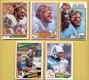 1979-1984 Topps Mike Barber Houston Oilers Los Angeles Rams 5-Card Lot Rookie RC - Bild 1 von 1