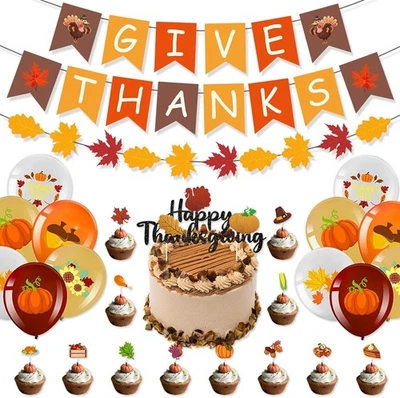 Bandera de regalo de gracias naranja hojas de arce bandera hoja de banderín amarillo  Foto 1 de 4