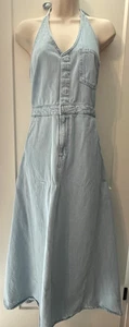 Universal Thread Goods Size 12 Long Denim Skirt With Halter Light Blue Open Back - Picture 1 of 12