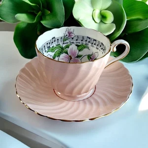 RARA tazza da tè e piattino Aynsley Trillium bianco Ontario Canada fiore provinciale - Foto 1 di 10